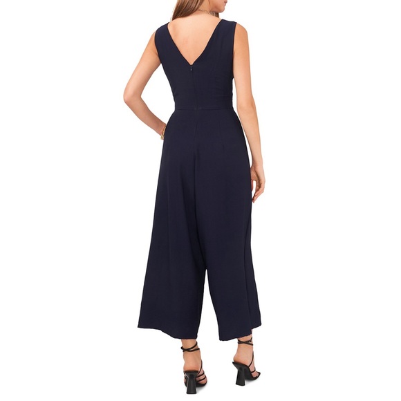 Vince Camuto V-Neck Front Tie Jumpsuit, Classic Navy New with Tag Retail $109 - Picture 2 of 5